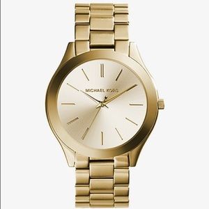 MICHEAL KORS Slim Runway Gold-Tone Stainless Steel Watch